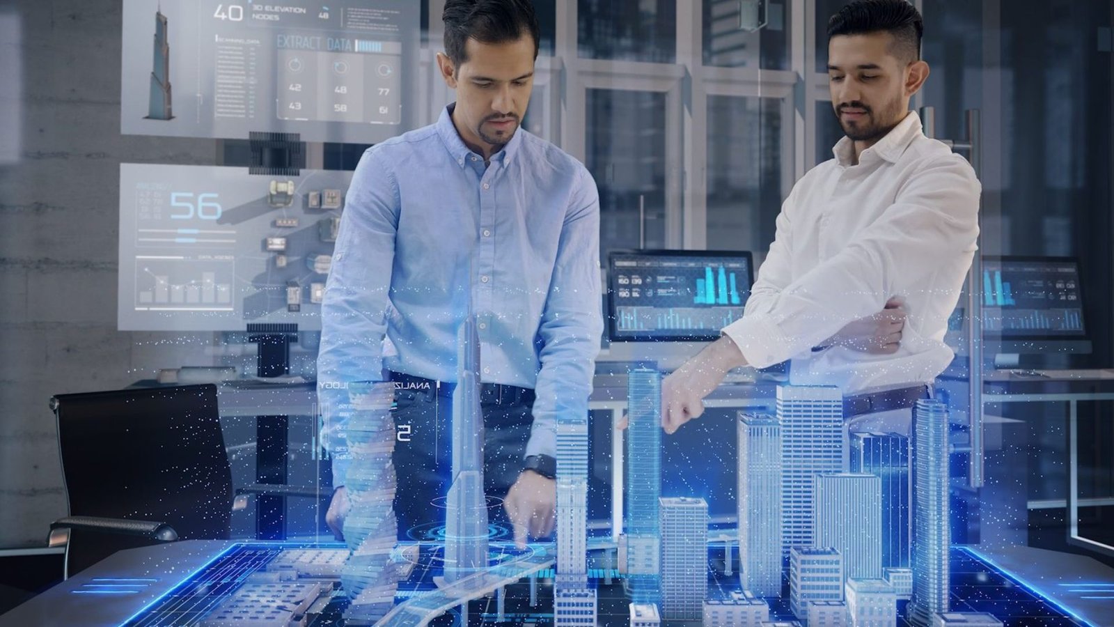 2 men standing while looking at an architectural design showing How Technology is Shaping Architectural Design